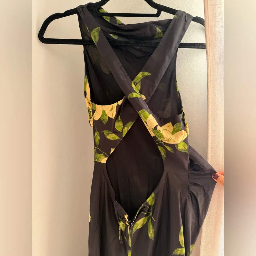 NEW Reformation Anaiis Silk Dress Black Floral Mood For Love 6 - Picture 10 of 16